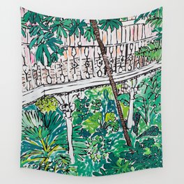 Kew Gardens Jungle Botanical Painting Greenhouse Wall Tapestry