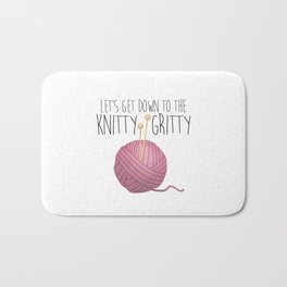 Let's Get Down To The Knitty-Gritty Bath Mat | Digital, Cartoon, Typography, Graphic Design, Knitter, Pun, Funnysaying, Knittygritty, Knit, Illustration 