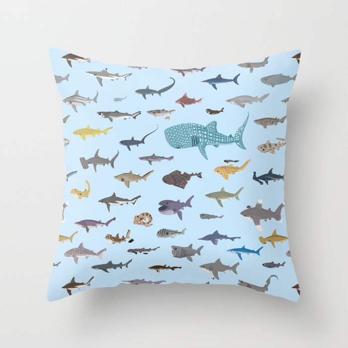 Sharks and more sharks Throw Pillow