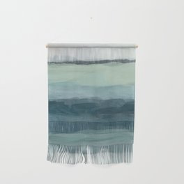 Sea Levels - Seafoam Green Mint Navy Blue Abstract Ocean Art Painting Wall Hanging