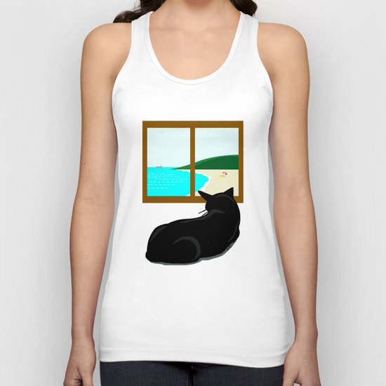 Landscape and cat Unisex Tank Top