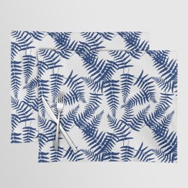 Blue Silhouette Fern Leaves Pattern Placemat