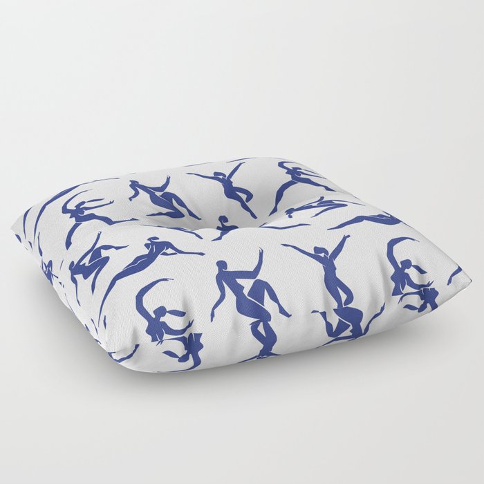 Abstract blue women vintage collage pattern Floor Pillow