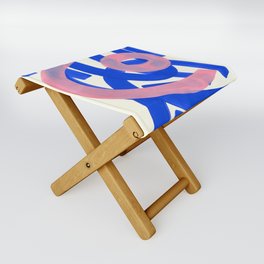 Tribal Pink Blue Fun Colorful Mid Century Modern Abstract Painting Shapes Pattern Folding Stool