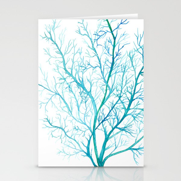 Blue sea fan coral Stationery Cards