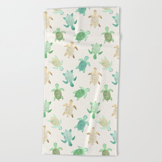 Gilded Jade & Mint Turtles Beach Towel