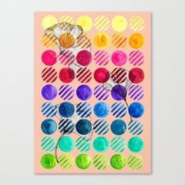 Gingko Rainbow Circles Canvas Print