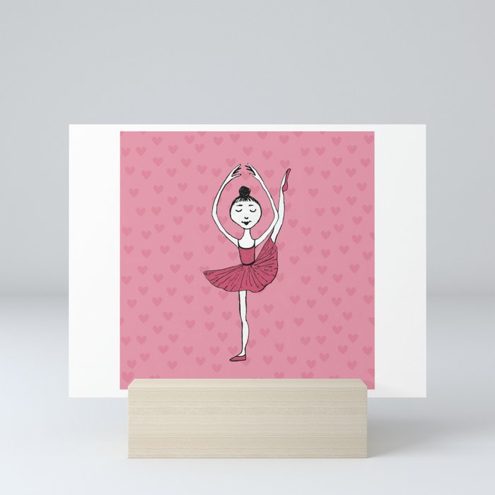 Ballet girl pink battement Mini Art Print