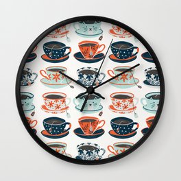 Tea Time – Coral & Teal Wall Clock