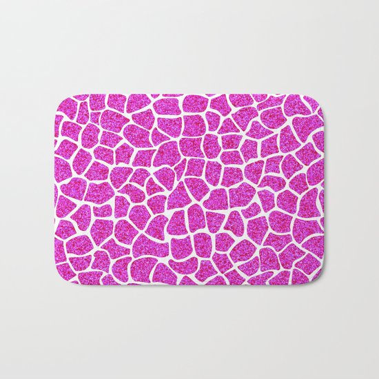 Pink Glitter Giraffe Print Bath Mat