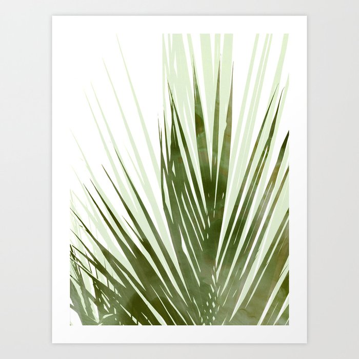 Olive Green Contemporary Palm Leaf Art Print