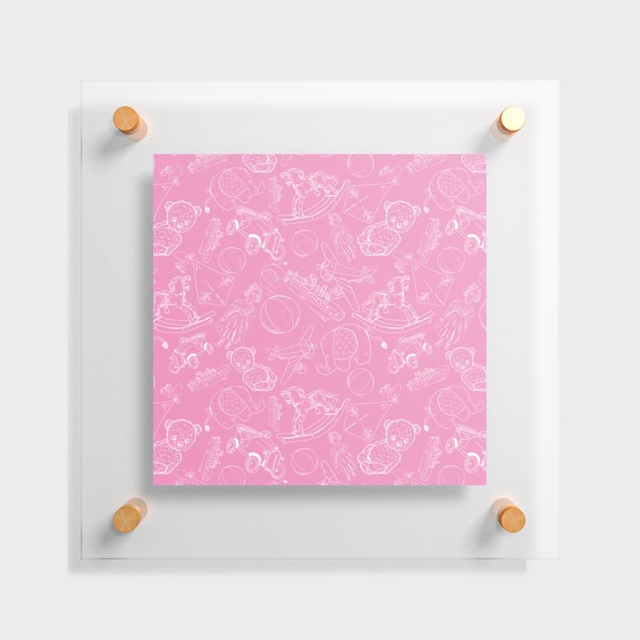 Pink and White Toys Outline Pattern Floating Acrylic Print