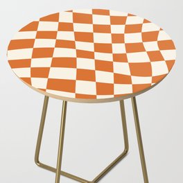 Wavy Checker Orange Side Table
