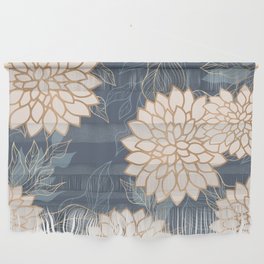 Floral Aesthetic in Blue, Ivory and Gold Wall Hanging