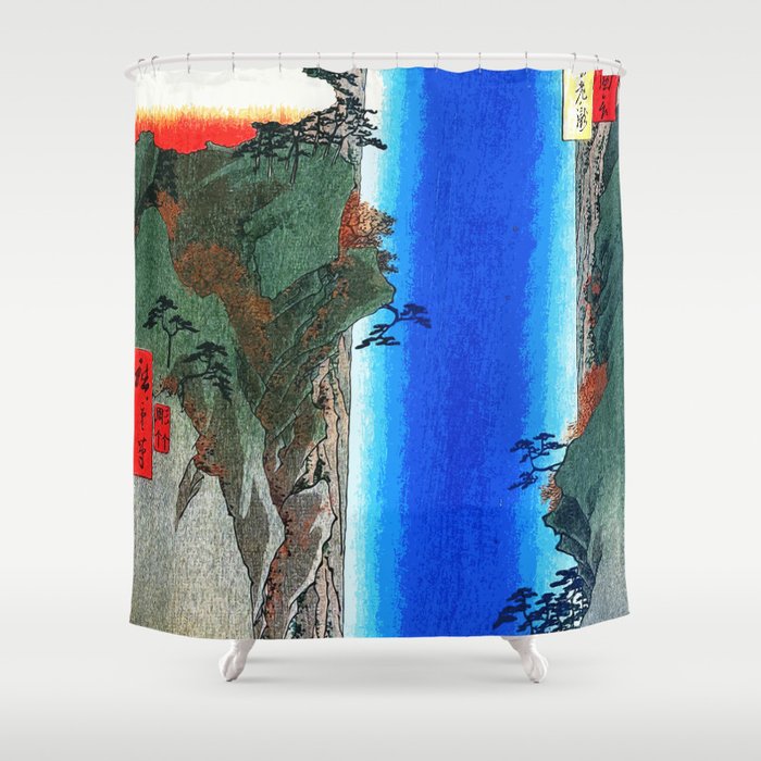 Traditional Japanese Wood Block Print Shower Curtain By Christopherlotito