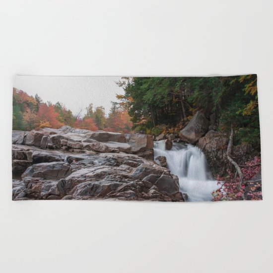 Rocky Gorge Waterfall in Autumn Beach Towel