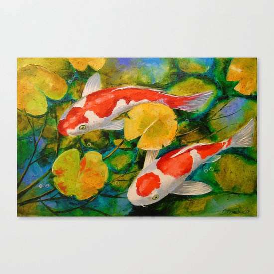 Koi in a pond Canvas Print