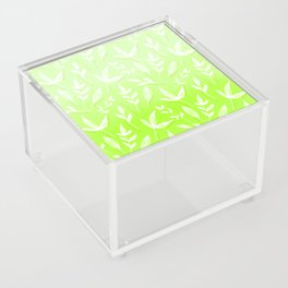 White Leaves on a Green Background Pattern Acrylic Box
