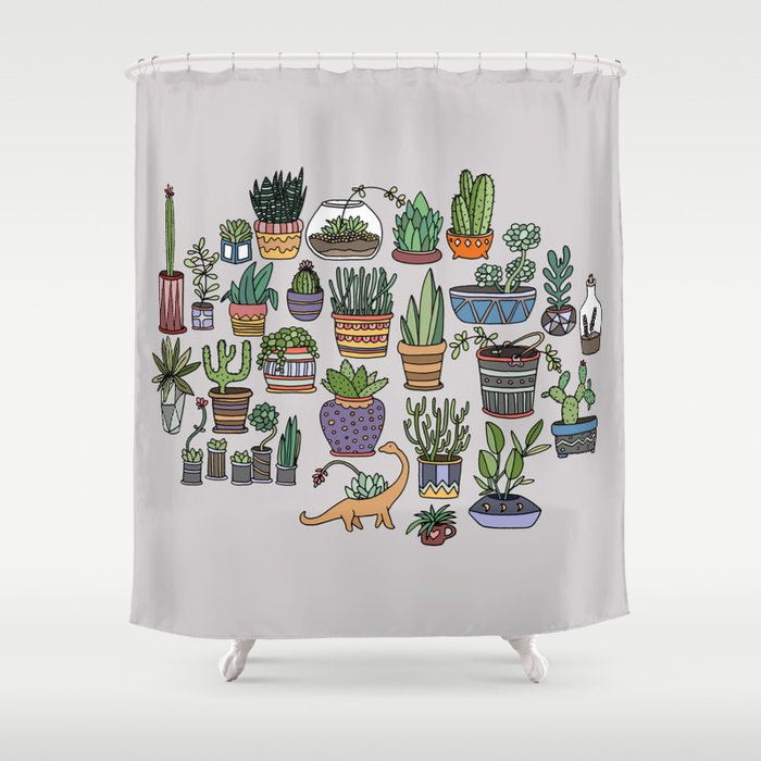 Succulent Party Shower Curtain By Alliedrawsthings Society6