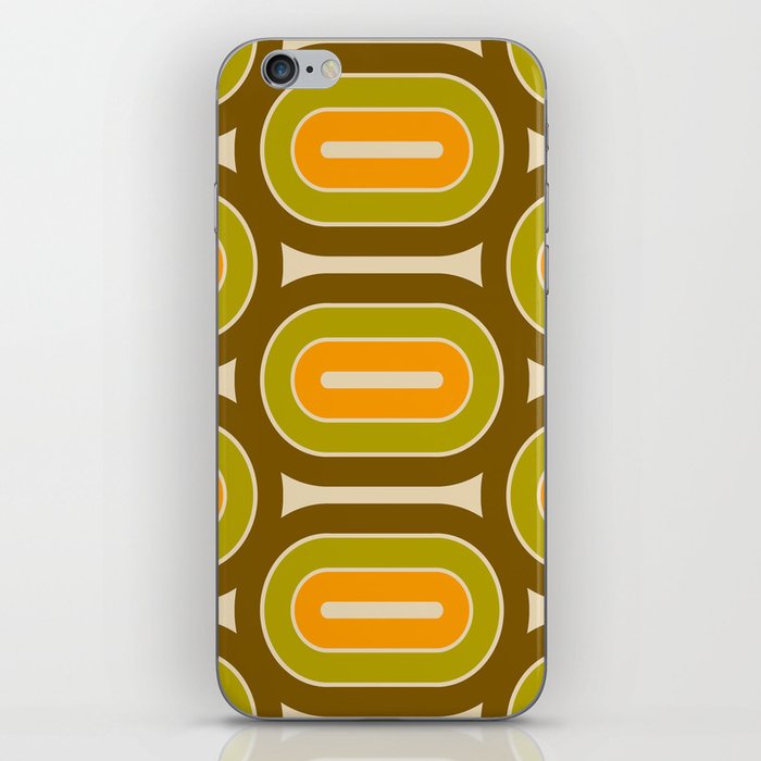 Retro 70s Style Geometric Design 749 Orange Green and Brown iPhone Skin