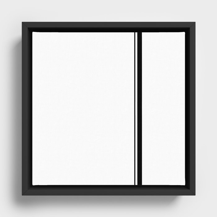 Black minimalist lines on white background Framed Canvas