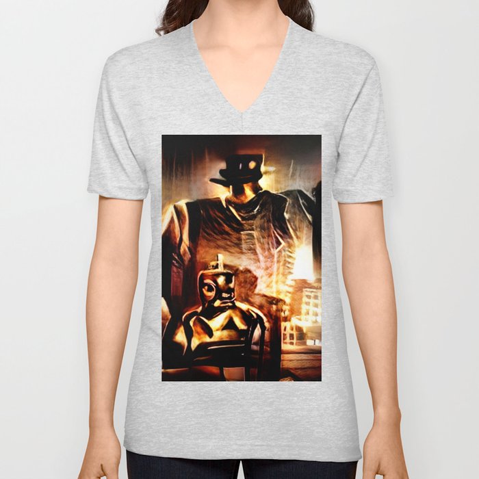 Robot Noir V Neck T Shirt