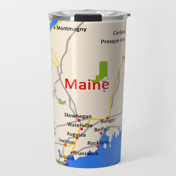 Map of Maine state, USA Travel Mug