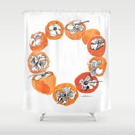 Persimmon Wreath Shower Curtain