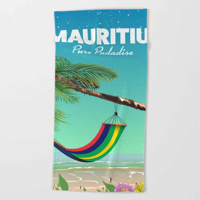 mauritius, travel poster Beach Towel