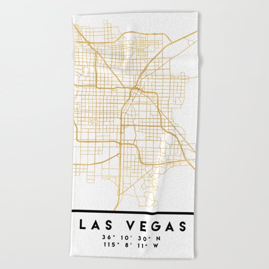 LAS VEGAS NEVADA CITY STREET MAP ART Beach Towel