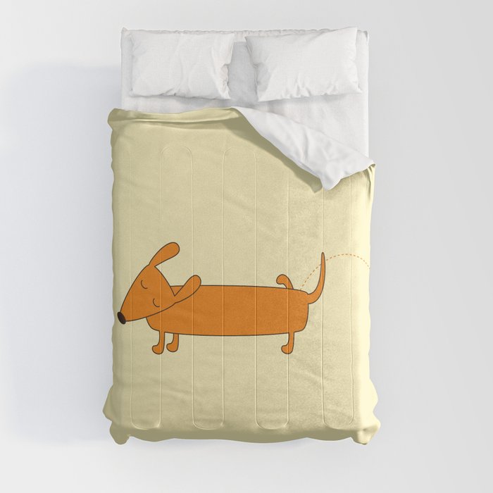 Cute pissing dachshund Comforter