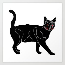 Red Eyed Black Cat - Mandalay Art Print