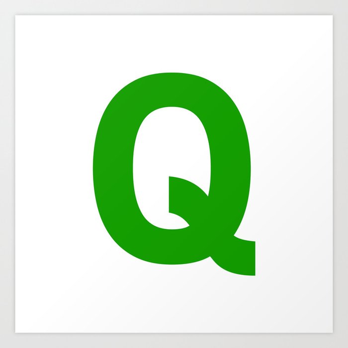 Letter Q (Green & White) Art Print