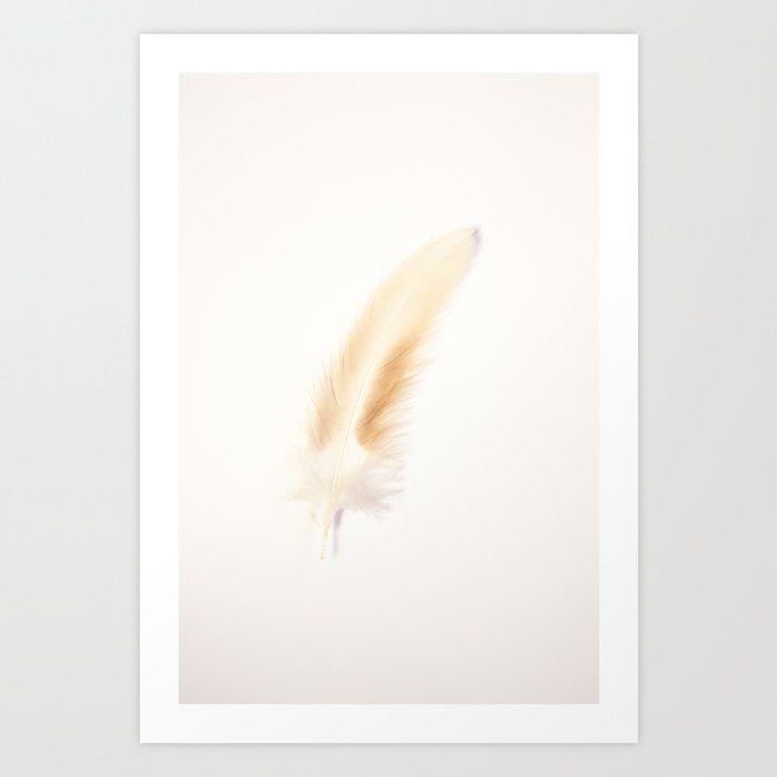 Bohemian soothing neutrals feather art print - soft and light minimalism photography Art Print