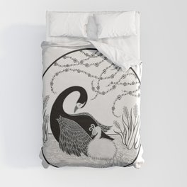 Black Swan and Moonlark Duvet Cover
