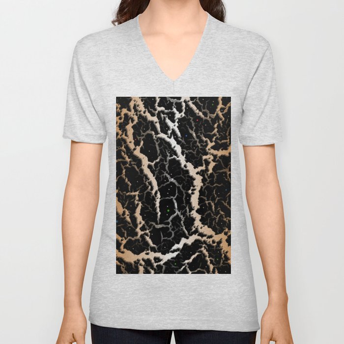 Cracked Space Lava - Bronze/White V Neck T Shirt