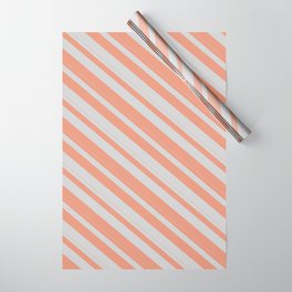 [ Thumbnail: Light Gray & Dark Salmon Colored Lines/Stripes Pattern Wrapping Paper ]