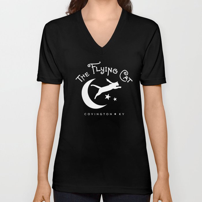 The Flying Cat Logo V Neck T Shirt