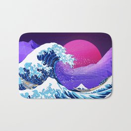 Synthwave Space: The Great Wave off Kanagawa #2 Bath Mat