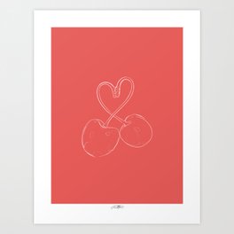 cherry knot - red / line art n.45 Art Print