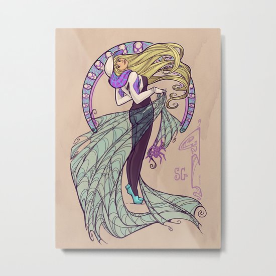 Spider Nouveau Metal Print