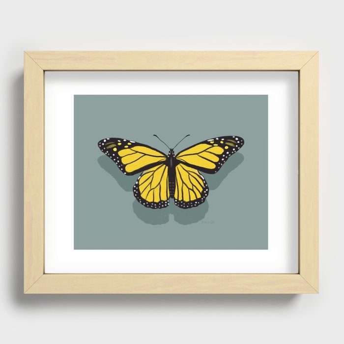 Monarch Butterfly over soft blue canvas print 8x10 