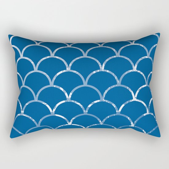 Textured large scallop pattern in snorkel blue Rectangular Pillow