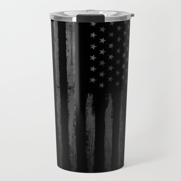 Grey Grunge American flag Travel Mug