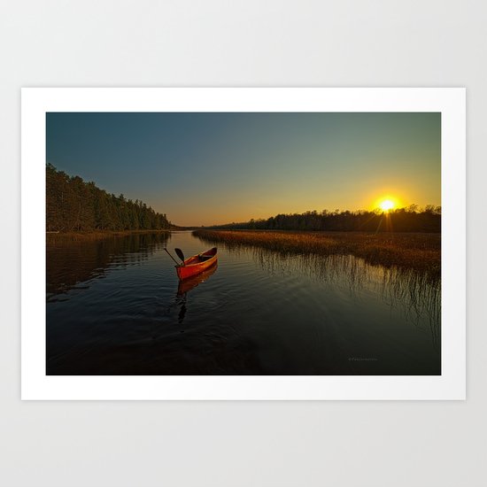 Red Canoe at South River Art Print