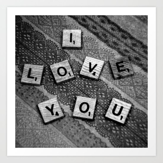 I Love You Darling in Black and White Art Print