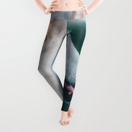 White Wolf Tongue Out (Color) Leggings