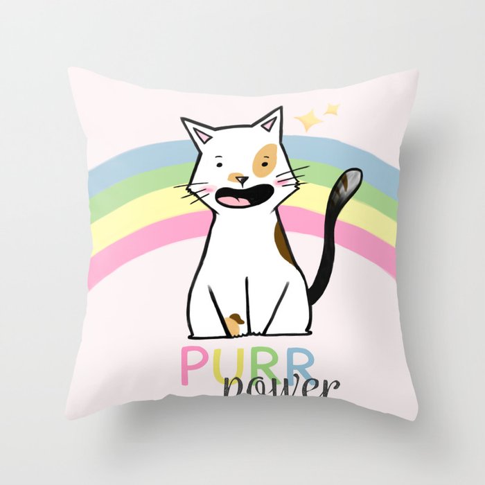 CAT PURR POWER Throw Pillow