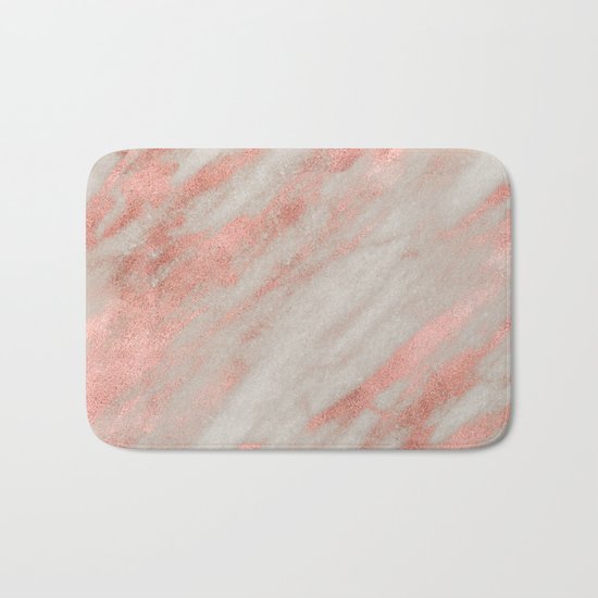 Smooth rose gold on gray marble Bath Mat
