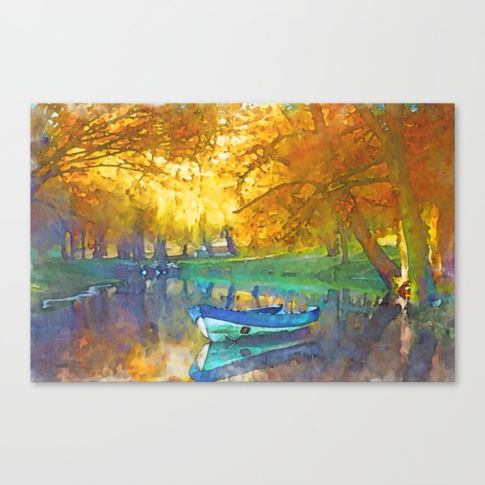 Autumn boat Canvas Print